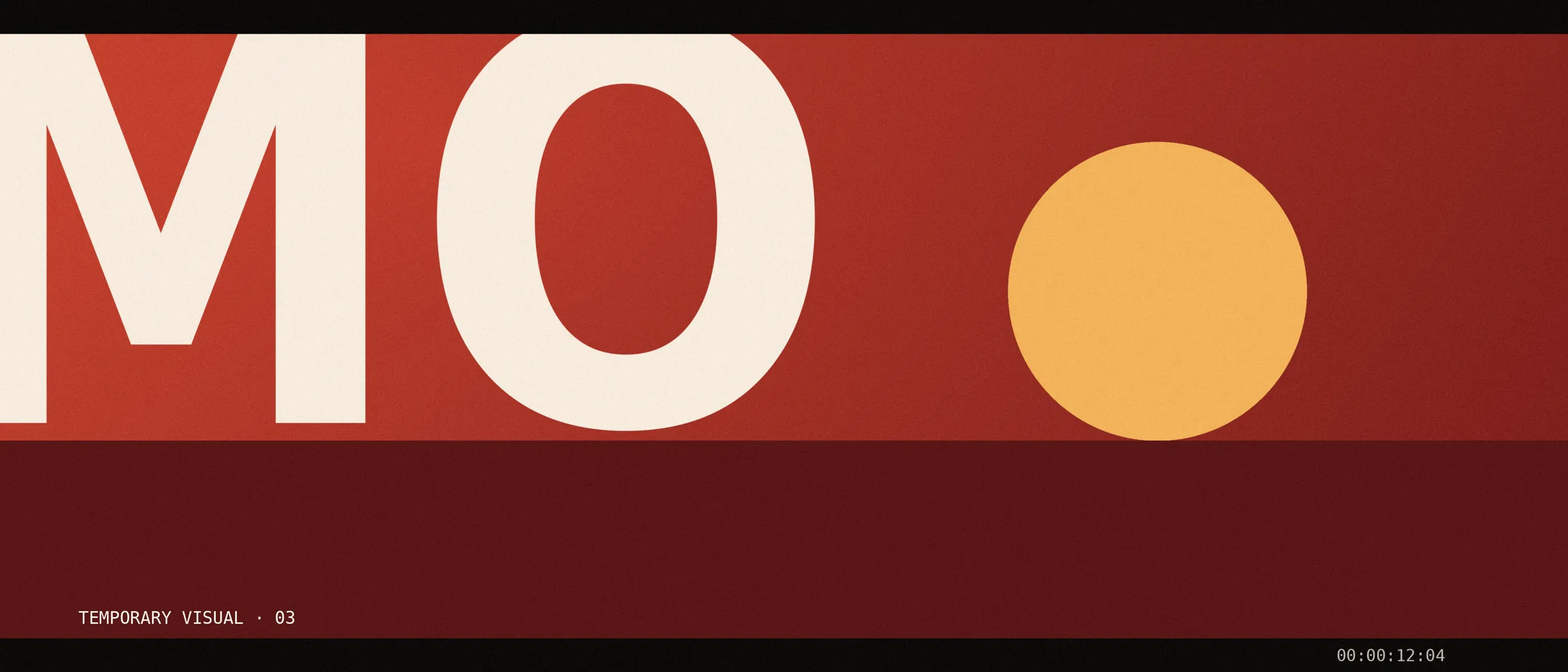 Temporary visual: wide film still with oversized letters and a sun disc on red