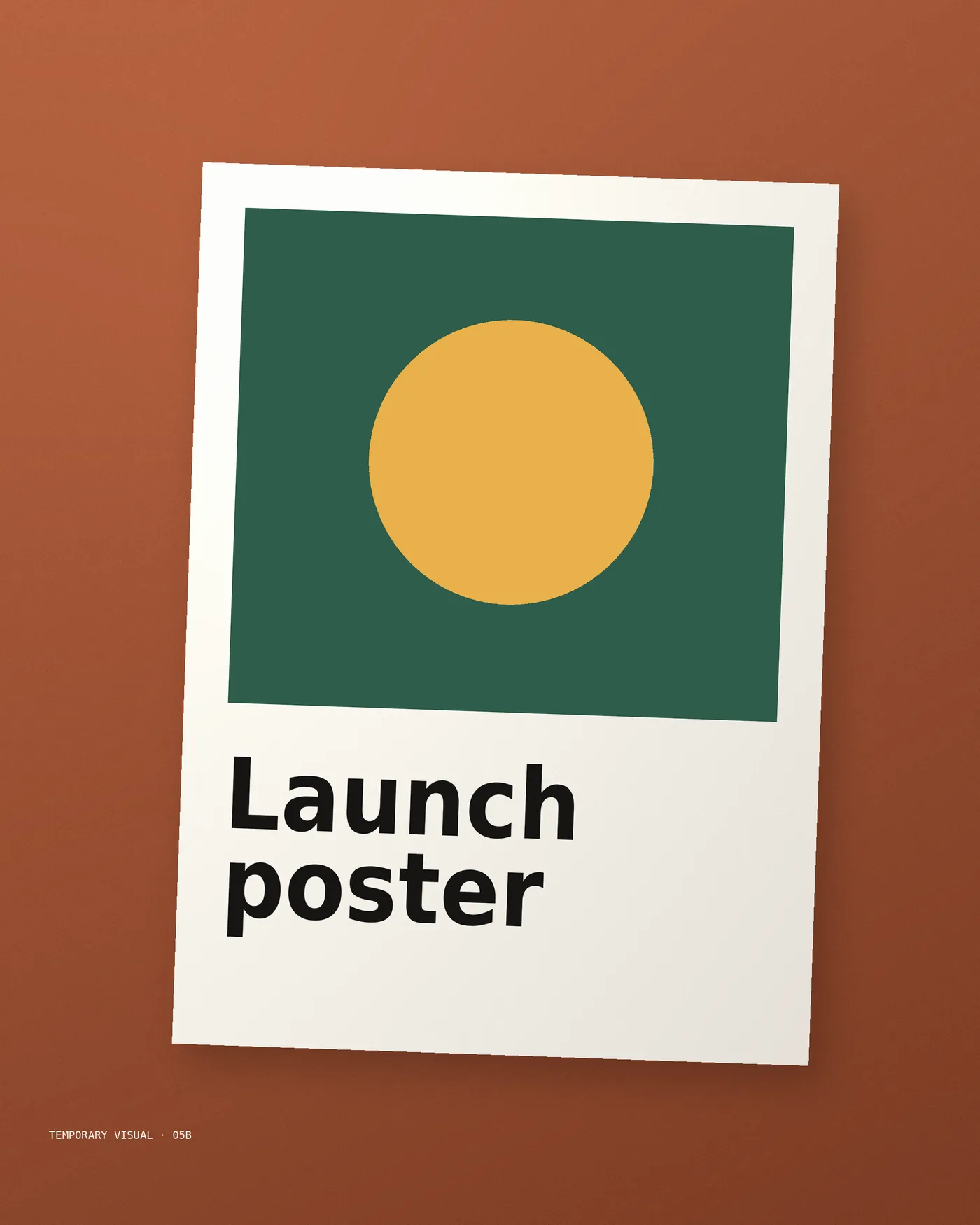 Temporary visual: abstract poster on terracotta